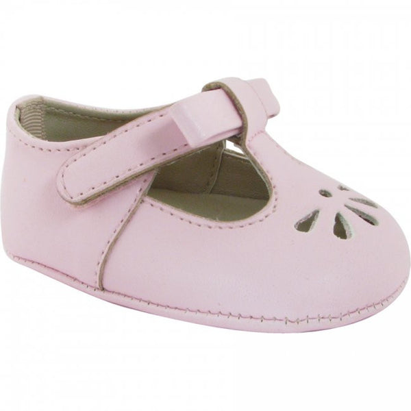Baby Deer Pink Faux Leather Bow T-Strap Booties Crib Shoes Girls Newbo ...