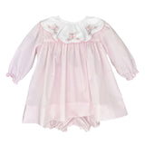 Petit Ami Girls Pink Vintage Inspired Collar Long Sleeve 2pc Dress Newborn