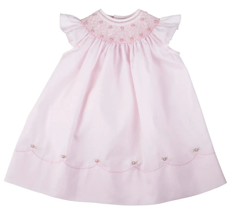Feltman Brothers Pink Smocked Baby Girls Infant Bishop Dress 12 18 24 Months