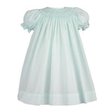 Petit Ami Girls Mint Green Pearl Bishop Smocked Dress 12 18 24 Months
