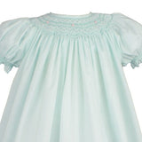 Petit Ami Girls Mint Green Pearl Bishop Smocked Dress 12 18 24 Months