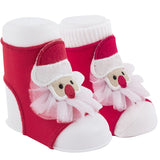 Baby Deer Red Christmas Santa Newborn Girls Peep Toe Socks
