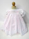 Will'beth Girls White Vintage Smocked Rose Lace Bishop Dress Preemie Newborn 3 6 9 Months