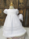 Will'beth Girls White Rose Heirloom Dress Daygown with Bonnet Preemie Newborn