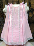 Will'beth Pink Rose Lace Dress & Bloomers 12 18 24 Months