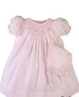 Petit Ami Girls Pink Bishop Smocked Baby Girls Dress Daygown Preemie