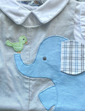Petit Ami Boys Gray & White Elephant Longall Romper 3 6 9 Months